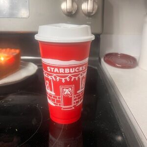 Starbucks Festive Red and White Tumbler